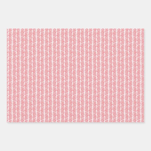 コーラルレッドサニーイエローグリーン抽象芸術ジグザグアート ラッピングペーパーシート (正面2)