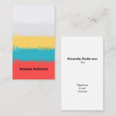 コーラルレッドターコイズブルーイエローグレーホワイトストライプズ 名刺 (正面/裏面)