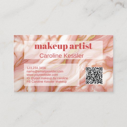 コーラルレッドダークピーチピンク金ゴールド大理石アートパターン 名刺 (裏面)
