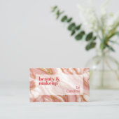 コーラルレッドダークピーチピンク金ゴールド大理石アートパターン 名刺 (スタンド正面)