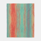 コーラルレッドティール(緑がかった色)ブレンドストライプ抽象芸術 フリースブランケット (正面)