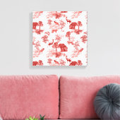 コーラルレッドトイレスタグディアーキツネフォレストパターン キャンバスプリント (インサイチュ (リビング))