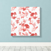 コーラルレッドトイレスタグディアーキツネフォレストパターン キャンバスプリント (インサイチュ (ウッドフロア))