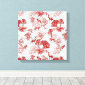 コーラルレッドトイレスタグディアーキツネフォレストパターン キャンバスプリント (インサイチュ (ウッドフロア))