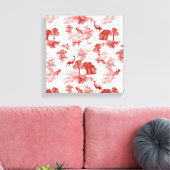 コーラルレッドトイレスタグディアーキツネフォレストパターン キャンバスプリント (インサイチュ (リビング))
