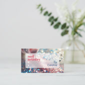 コーラルレッドピンクアクアダークブルーグリッター爪、 ネイルポーランド 名刺 (スタンド正面)