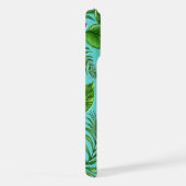 コーラルレッドピンクフローラオンアクアブルーターコイズ iPhoneケース (右側面)