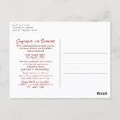 コーラルレッドピンクボタニカルボホフローラ卒業 ポストカード (裏面)