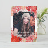 コーラルレッドピンクボタニカルボホフローラ卒業 案内状 (スタンド正面)