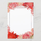 コーラルレッドピンクボタニカルボホフローラ卒業 案内状 (正面)