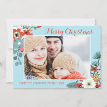 コーラルレッドフローラブルークリスマスフォト