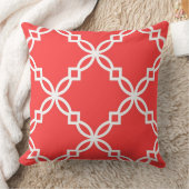 コーラルレッドホワイトラージファンシークローバーパターン クッション (ブランケット)