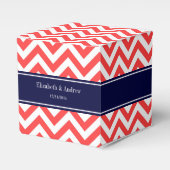 コーラルレッドホワイトLGシェブロン海軍ブルーネームモノグラム フェイバーボックス (正面サイド)