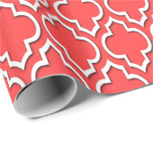 コーラルレッドホワイトXLモロッコクローバー#7DS ラッピングペーパー (ロールコーナー)