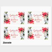 コーラルレッドポピーフローラ結婚ズモノグラム 長方形シール (シート)