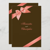 コーラルレッドリボン ウェディングアナウンスメント 招待状 (正面/裏面)