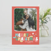 コーラルレッドレトログルービーメリークリスマス シーズンカード (スタンド正面)