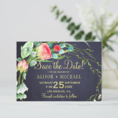 コーラルレッドローズティール(緑がかった色)ネイビー結婚ブルー救ズデート セーブザデート (スタンド正面)