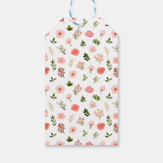 コーラルレッドローゼスフローラブライダルシャワーサンキューユー ギフトタグ (裏面)