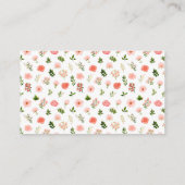 コーラルレッドローゼズフローラベビーシャワーおむつラッフル エンクロージャーカード (裏面)
