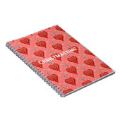 コーラルレッドヴィンテージクリスマスハートオルナスロー枕 ノートブック (右側)