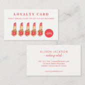 コーラルレッド口紅メイクアップ美しいサロンロイヤリティ ロイヤリティカード (正面/裏面)