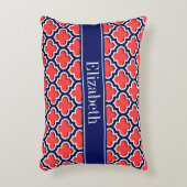 コーラルレッド海軍5cモロッコ#5DS海軍の名前モノグラム アクセントクッション (正面(垂直))