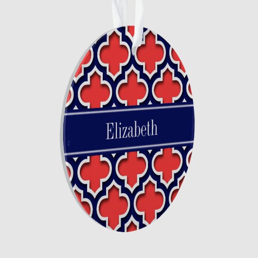 コーラルレッド海軍5cモロッコ#5DS海軍の名前モノグラム オーナメント (正面)