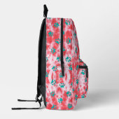 コーラルレッド絞りトパーズブルーの前柄かわいい プリントバックパック (左)