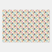 コーラルレッド赤面ピンクミントブルーグリーンオーナメント ラッピングペーパーシート (正面)