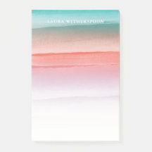 コーラルレッド&ターコイズ水彩画