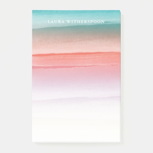 コーラルレッド&ターコイズ水彩画 ポストイット (正面)