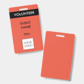 コーラルレッド&ブラックイベントボランティアロゴバッジ バッジ (Front & Back)