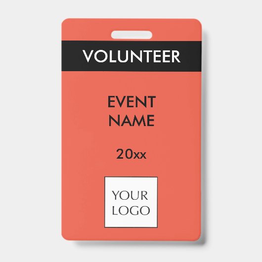 コーラルレッド&ブラックイベントボランティアロゴバッジ バッジ (Front)