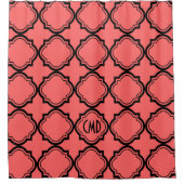 コーラルレッド&ブラッククローバー シャワーカーテン (正面)