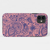 コーラルレッド&ブルーヴィンテージフローラペイズリーパターン Case-Mate iPhoneケース (裏面(横))