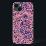 コーラルレッド&ブルーヴィンテージフローラペイズリーパターン iPhone 13ケース<br><div class="desc">ヴィンテージエレガントフローラペイズリーレースのパターンは、ネイビーブルーとコーラルレッド。青いペイズリーの背景は透明。このサンプルのコーラルレッド色は、ネイビーのブルーペイズリーで好きな色に変更できる。</div>