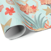 コーラルレッド&ミントビーチ模様 ラッピングペーパー (ロールコーナー)