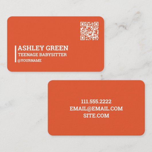 コーラルレッドQR10代の育児 名刺 (正面/裏面)