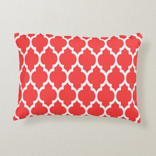 コーラルレッドWhtモロッコ#4海軍の名前モノグラム アクセントクッション (裏面)