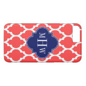 コーラルレッドWhtモロッコ#4海軍の名前モノグラム Case-Mate iPhoneケース (裏面(横))