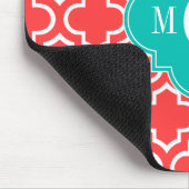 コーラルレッドWHTモロッコ#6ティール（緑がかった色）名モノグラム マウスパッド (コーナー)