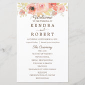 コーラルローズの結婚式プログラム用紙 (正面)
