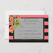 コーラルローズオンコーラルアンドブラックストライプス 出欠カード (正面)