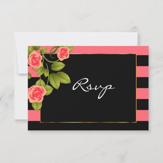 コーラルローズオンコーラルアンドブラックストライプス 出欠カード (裏面)