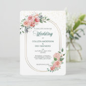 コーラルローズ ダブルフレーム ウェディング招待状 招待状 (スタンド正面)