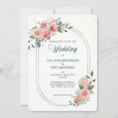 コーラルローズ ダブルフレーム ウェディング招待状 招待状 (正面)