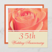 コーラルローズ 結婚35周年記念日 招待状 (正面/裏面)