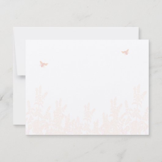 コーラルワイルドフラワーロマンチックのまわりにウェディングRSVP サンキューカード (裏面)