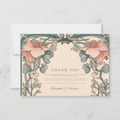 コーラルワイルドフラワー結婚フレーム サンキューカード (正面)